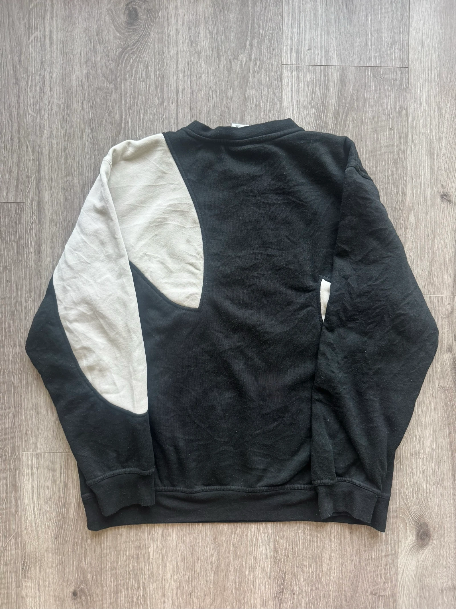 Nike Vintage Colorblock Sweatshirt Zwart Grijze Geborduurd Logo Y2K Streetwear S – photo 7